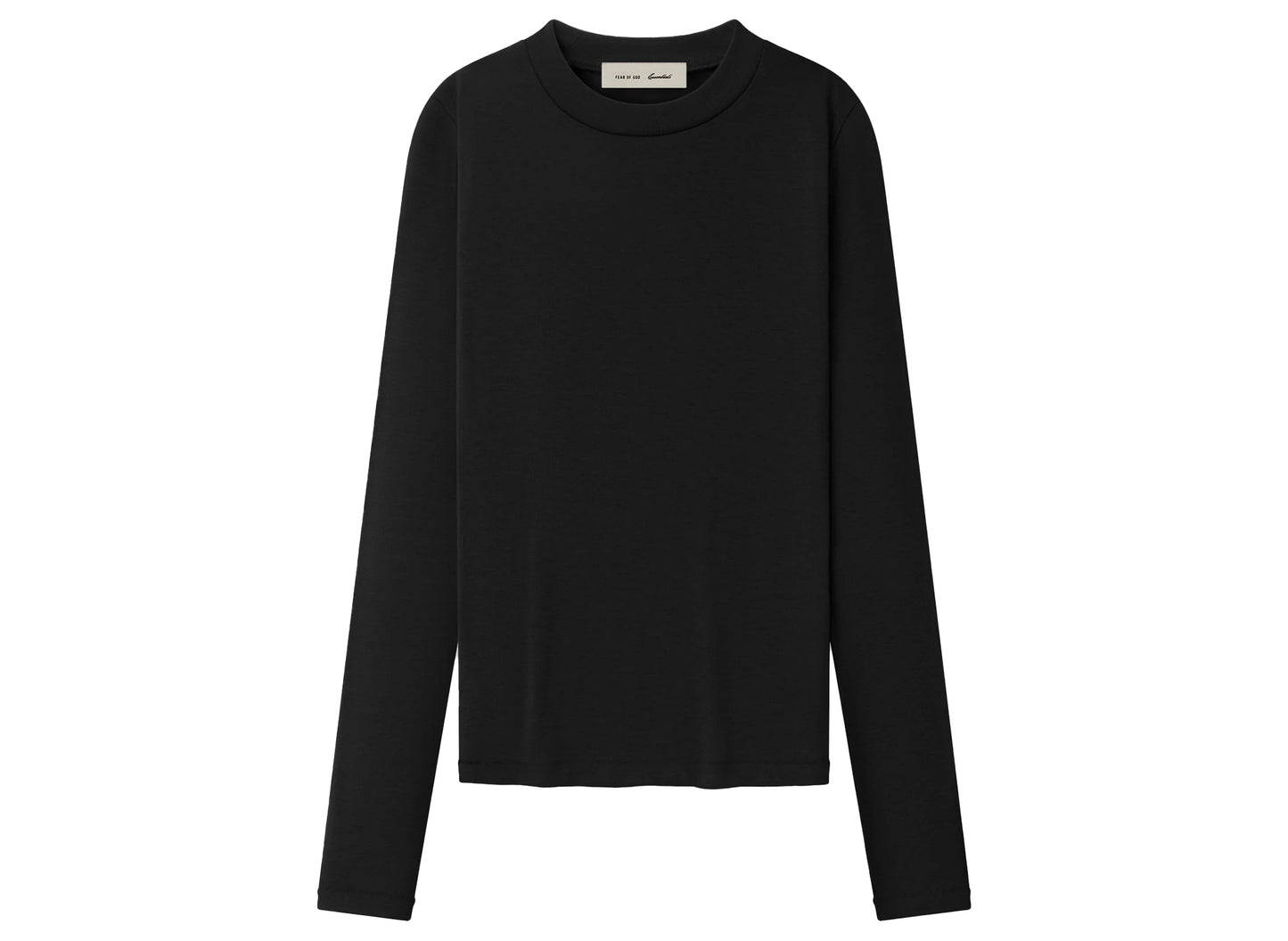 Camiseta de manga larga ajustada Fear of God Essentials para mujer 'Vintage Black'