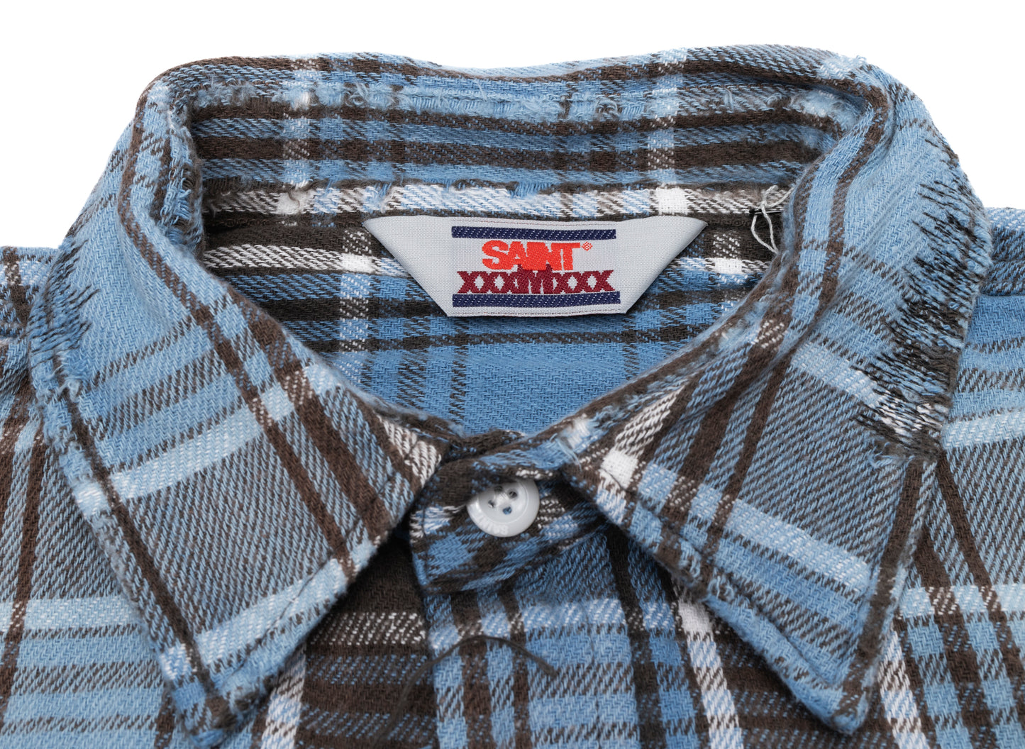 Saint Michael Flannel Shirt in Blue/Grey