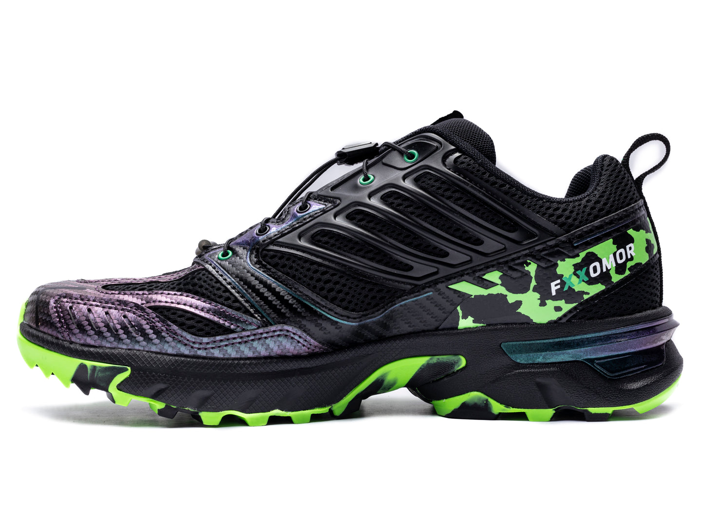 Salomon x Feid ACS NEXXT The Green Star in Black / Bright Green / Green Gecko, opposite side view