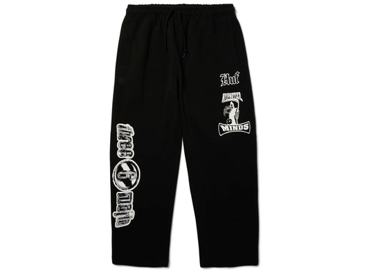 HUF x Three 6 Mafia Sweatpants in Black, front view