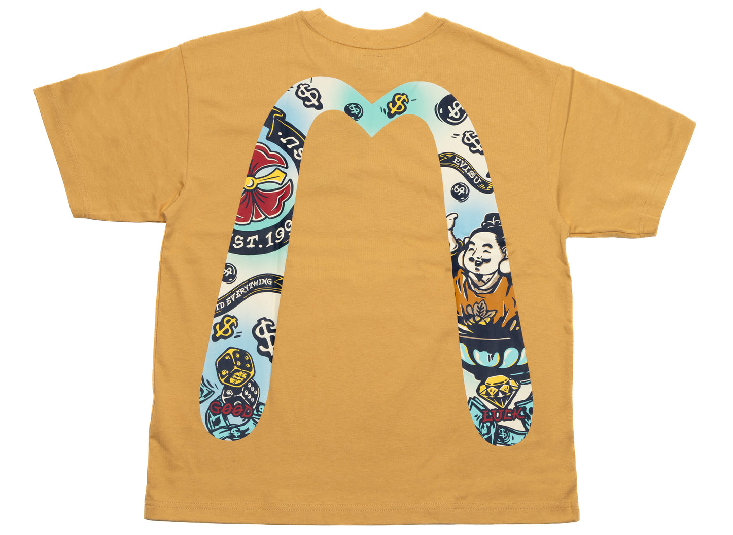 Evisu Daicock Bedrucktes Kurzarm-T-Shirt in Beige