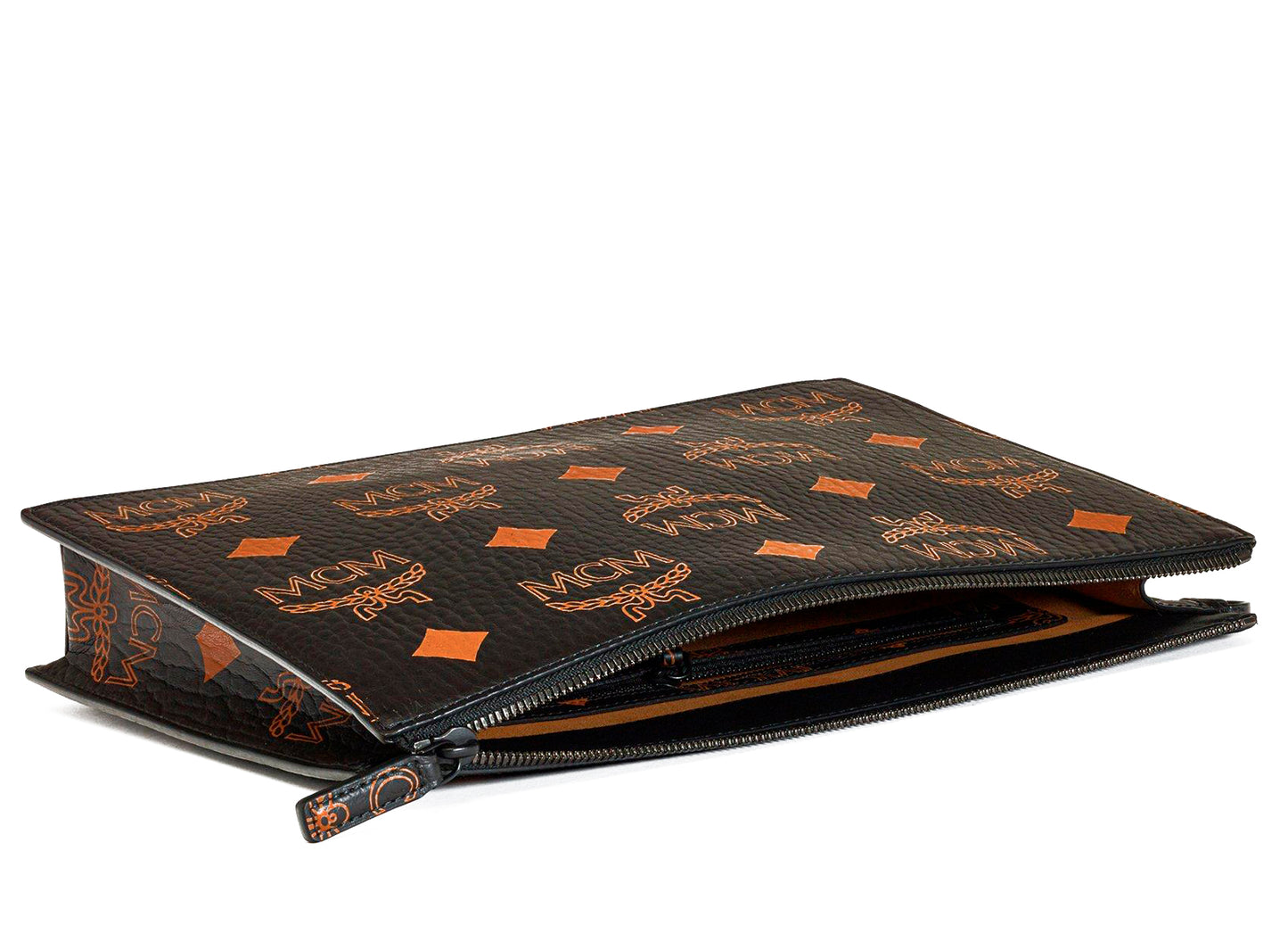 MCM Medium Aren Maxi Monogram VI Flat Pouch in Black