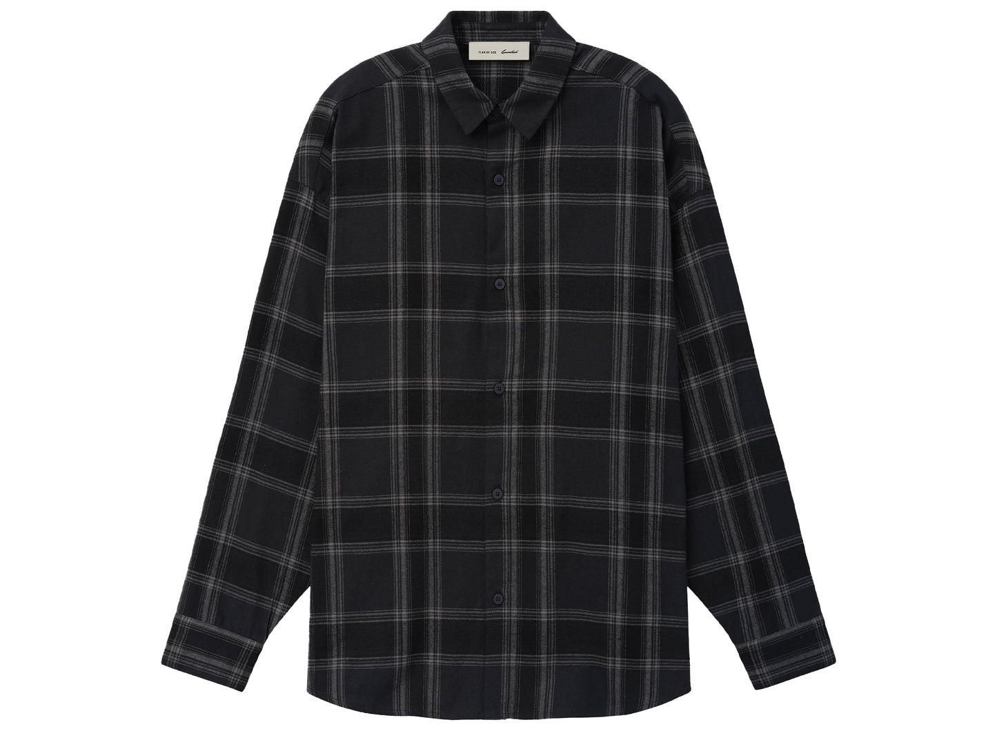 Fear of God Essentials Button Up Shirt in Vintage Black Plaid