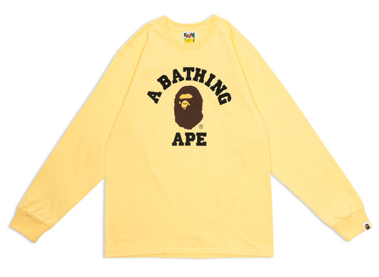 Camiseta de manga larga A Bathing Ape College en amarillo