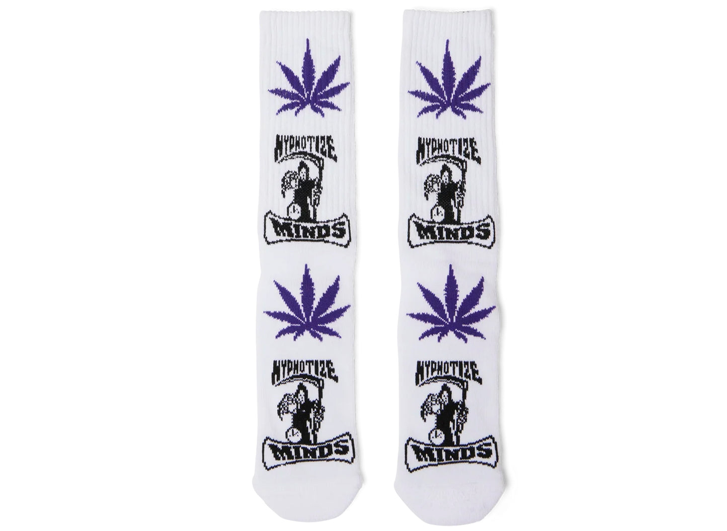 HUF x Three 6 Mafia Hypnotize Minds Plantlife Sock in White, pair laid flat