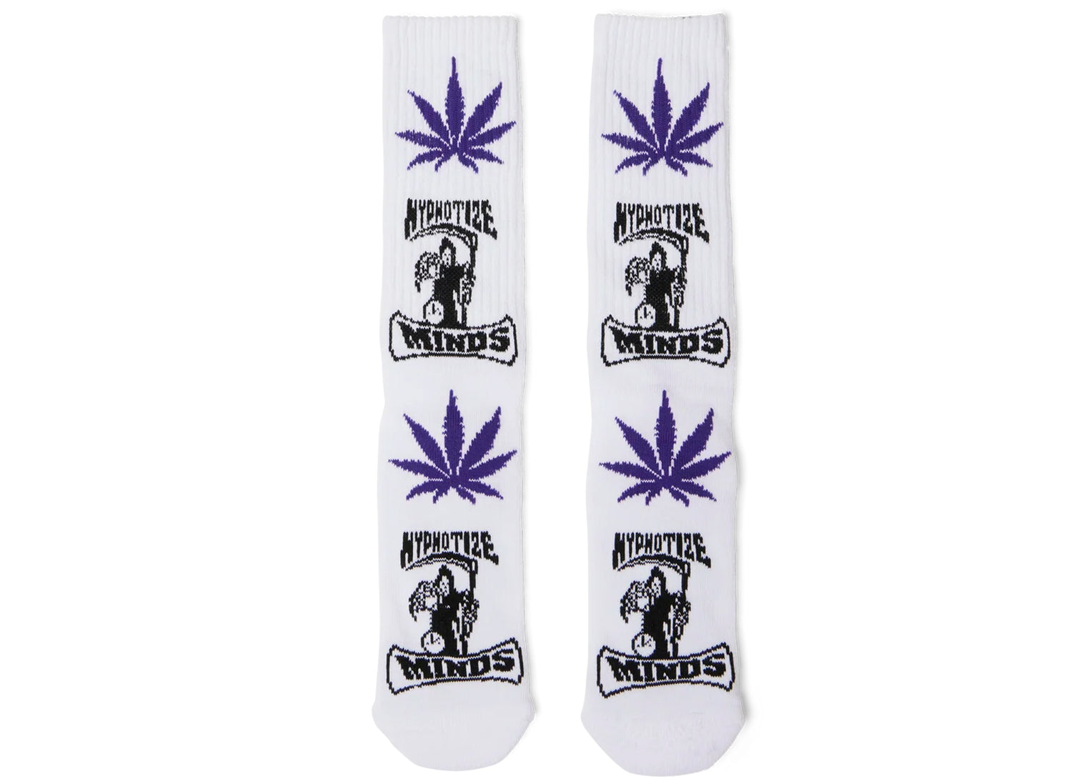 HUF x Three 6 Mafia Hypnotize Minds Plantlife Sock in White, pair laid flat
