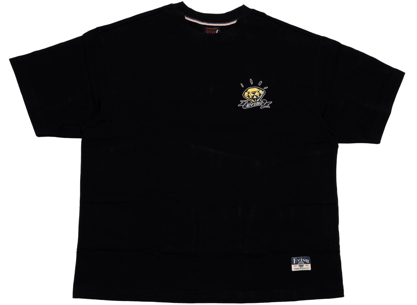 Evisu Diamond Daruma Print Loose Fit T-Shirt in Black