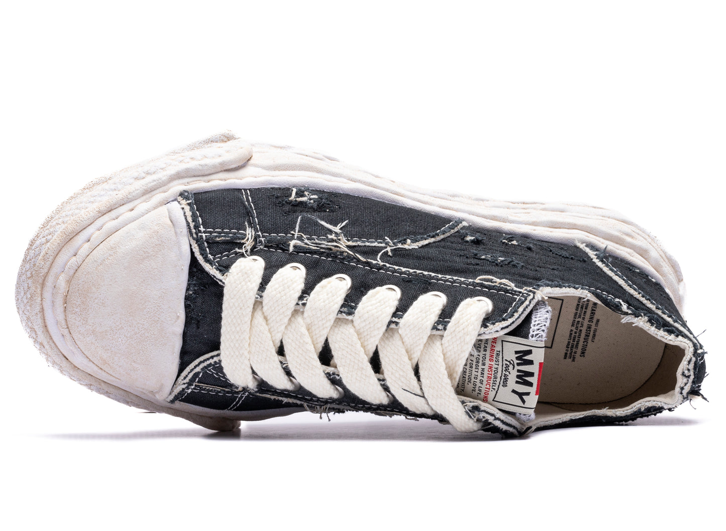 Maison Mihara Yasuhiro "PETERSON23" OG Sole Ripped Overdye Canvas in Black — view 4