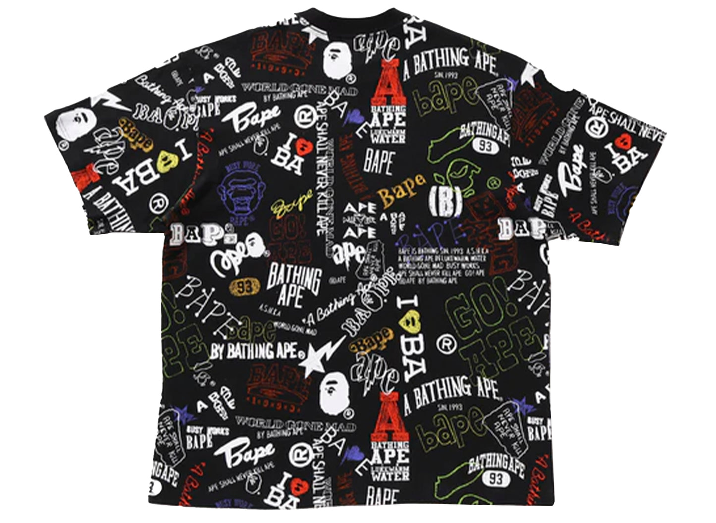 Camiseta A Bathing Ape de ajuste relajado con estampado dibujado a mano en negro