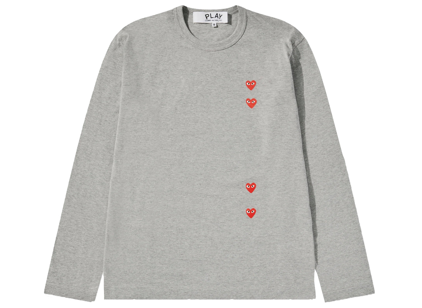 Comme des Garçons Play Langarm-T-Shirt mit mehreren Herzen in Grau