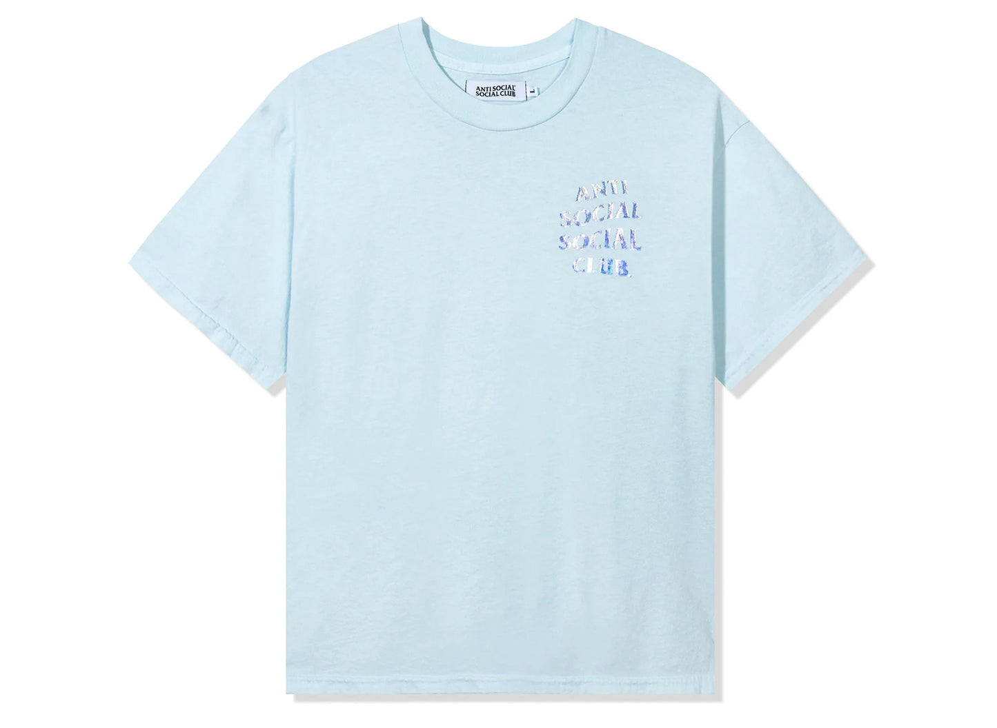 Anti Social Social Club Get Weird Hologram Tee in Sky Blue