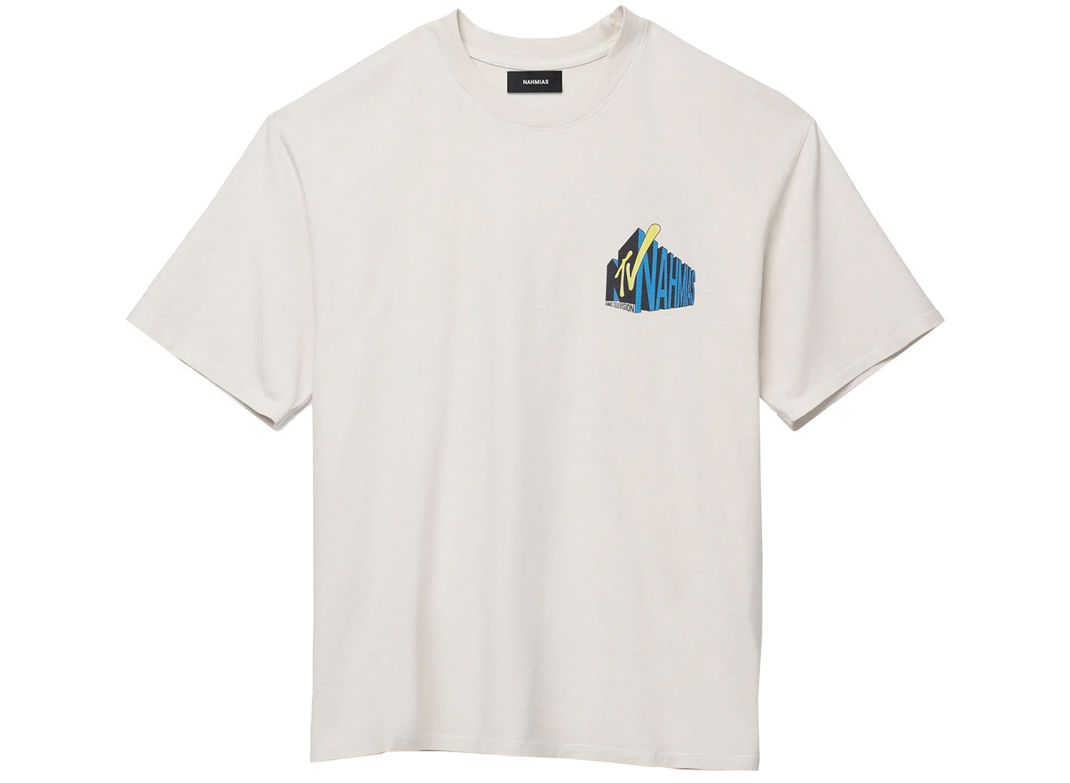 Nahmias TV Boxy Tee in Egg White, men's boxy t-shirt in egg white