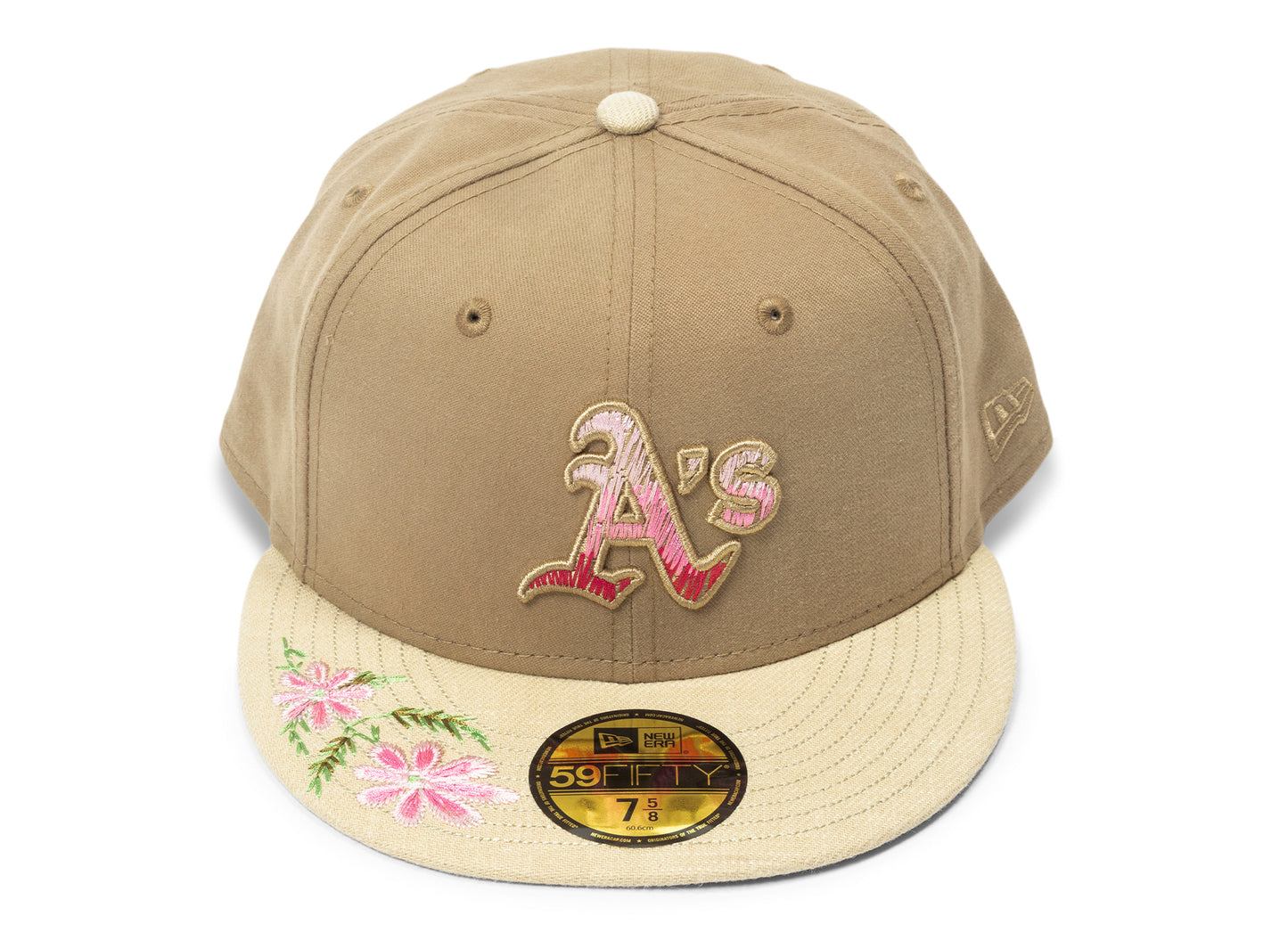 Gorra New Era Ajustada Bordada a Mano con Diseño Floral de los Atléticos de Oakland