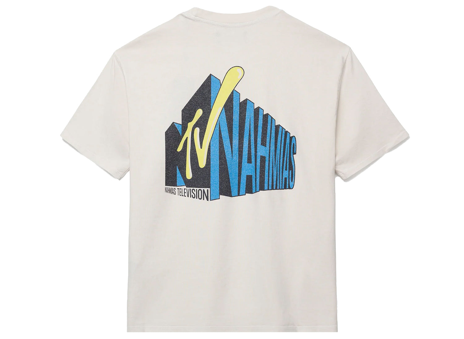 Nahmias TV Boxy Tee in Egg White, men's boxy t-shirt in egg white, view 2