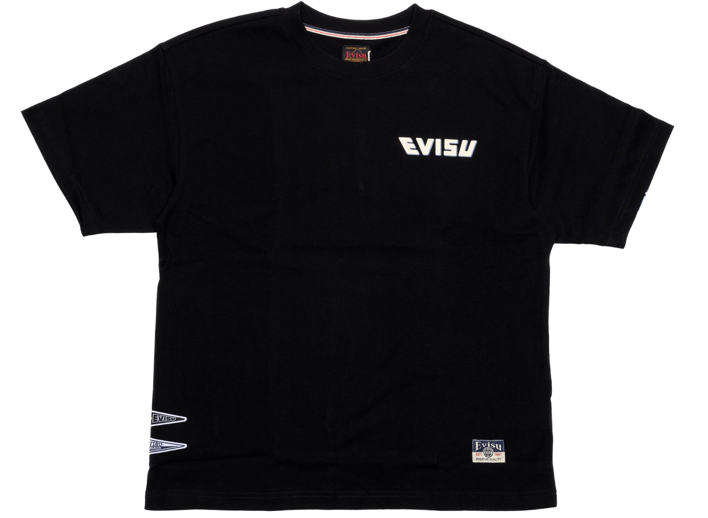 Camiseta de punto Evisu Did Everything en negro/azul