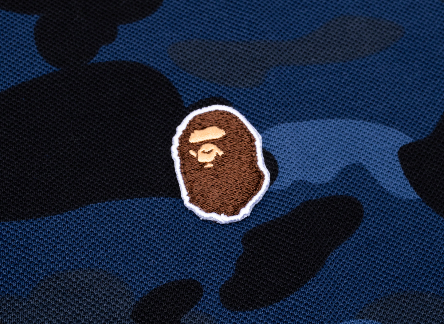 A Bathing Ape Color Camo Large Ape Head Relaxed Fit Polo Shirt in Navy