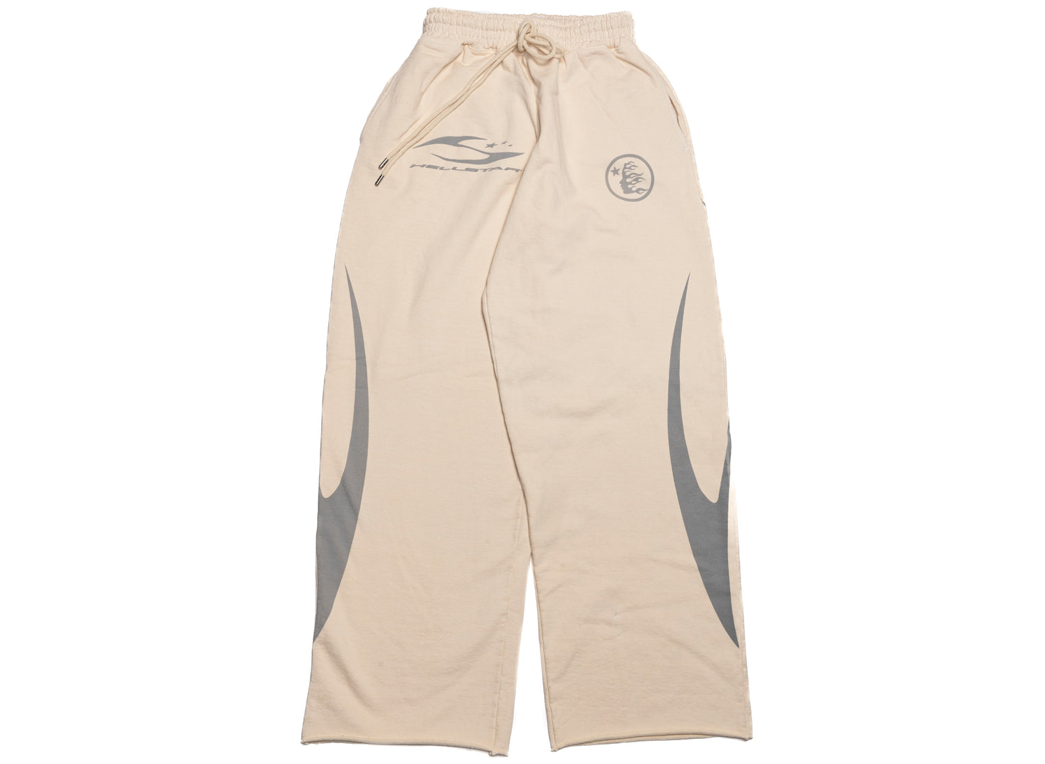 Hellstar Flame Sweatpants in White, front view