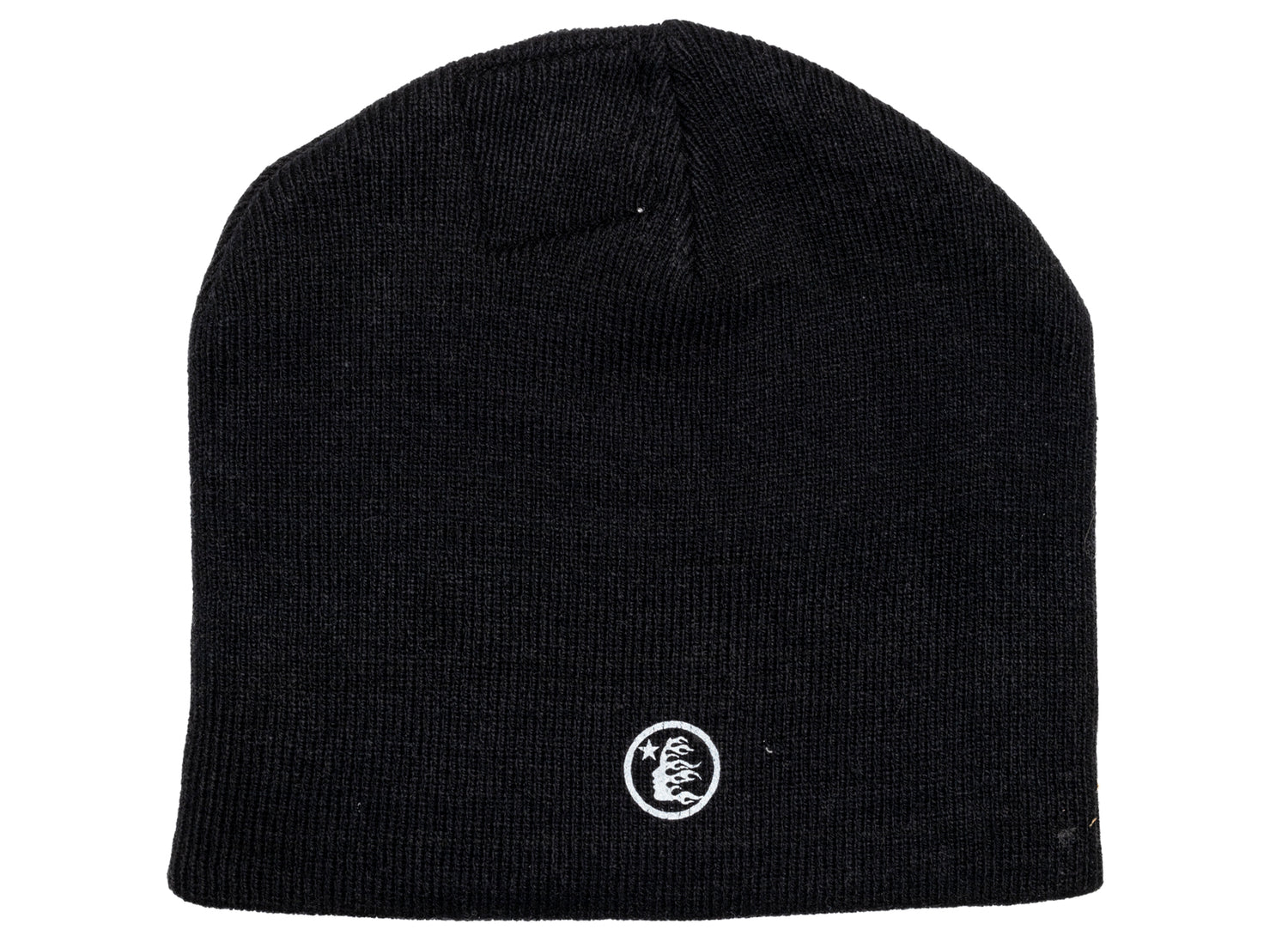Hellstar Tattoo Logo Beanie in Black, unisex cotton knit cap with graphic artwork, view 2