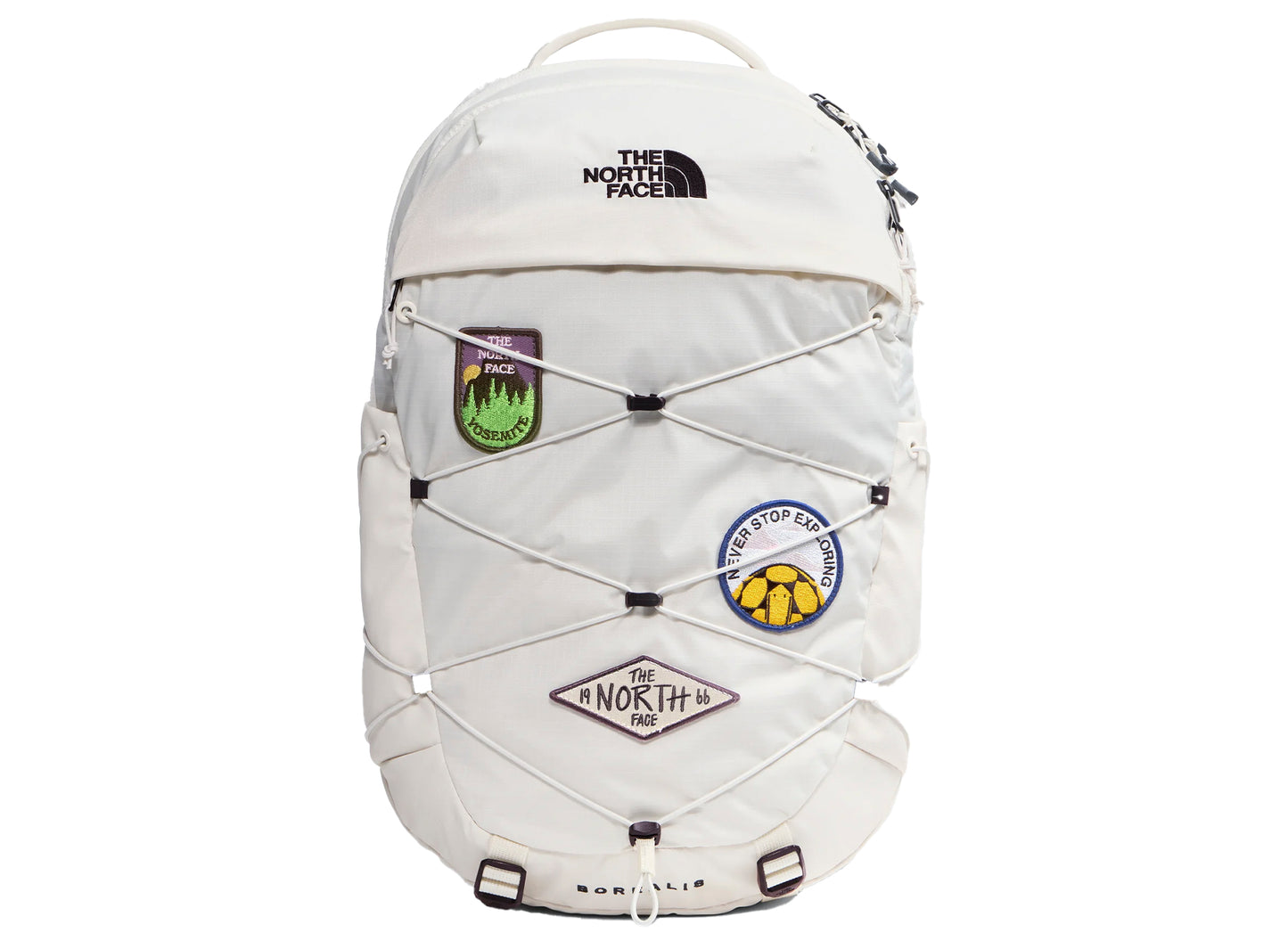 The North Face Borealis Patch Backpack in White Dune, women's backpack