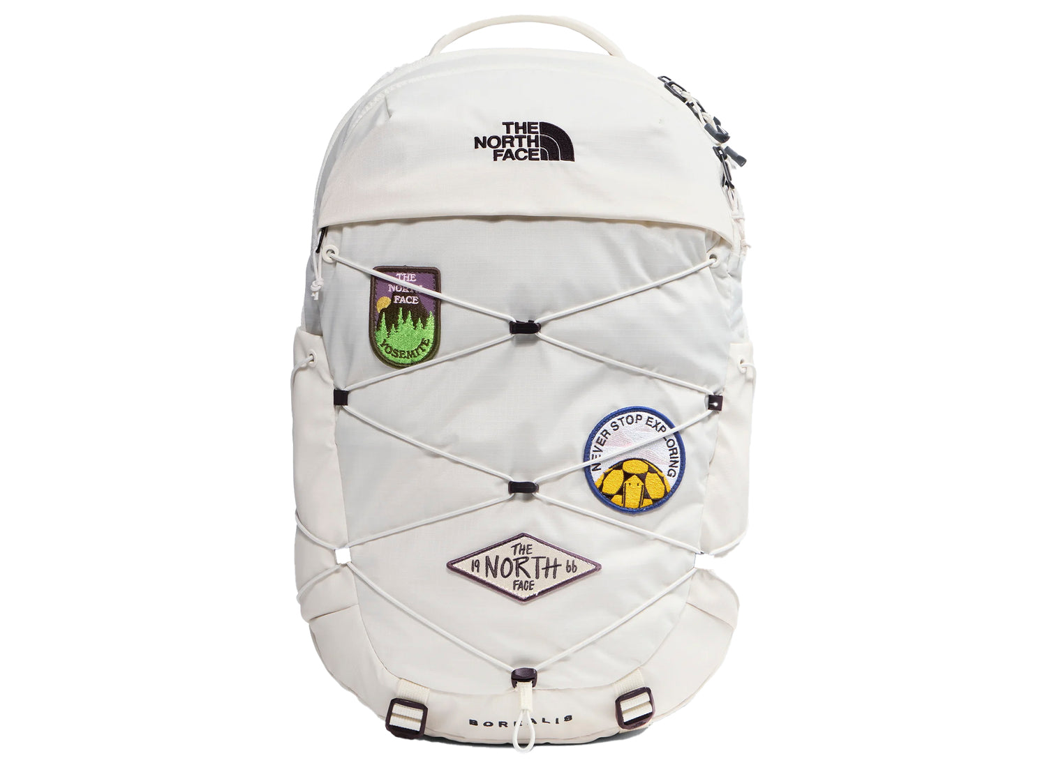 The North Face Borealis Patch Backpack in White Dune, women's backpack