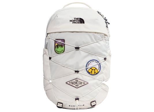 The North Face Borealis Patch Backpack in White Dune, women's backpack