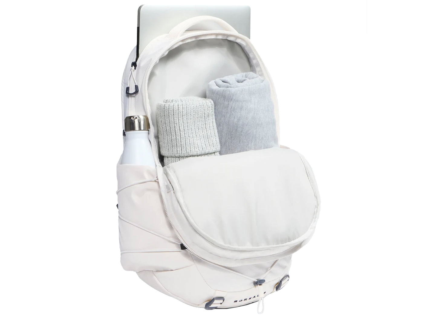 The North Face Borealis Patch Backpack in White Dune, women's backpack, view 2