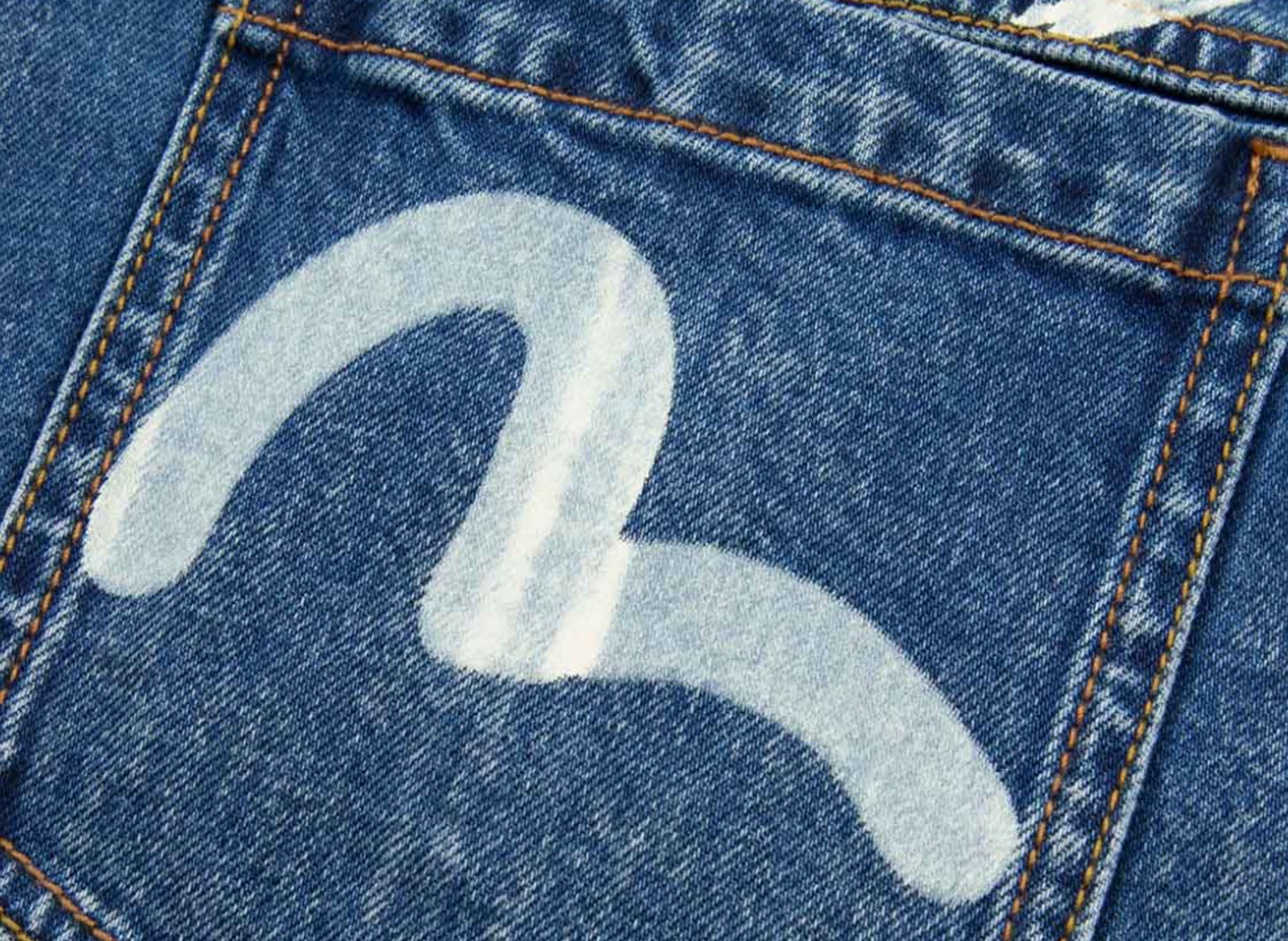 Evisu Graffiti Print Loose Fit Hooded Denim Jacket