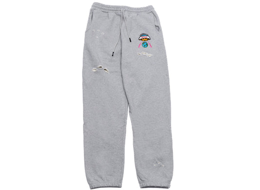 Members Of The Rage Distressed Small Logo Jogginghose in Heather Grey