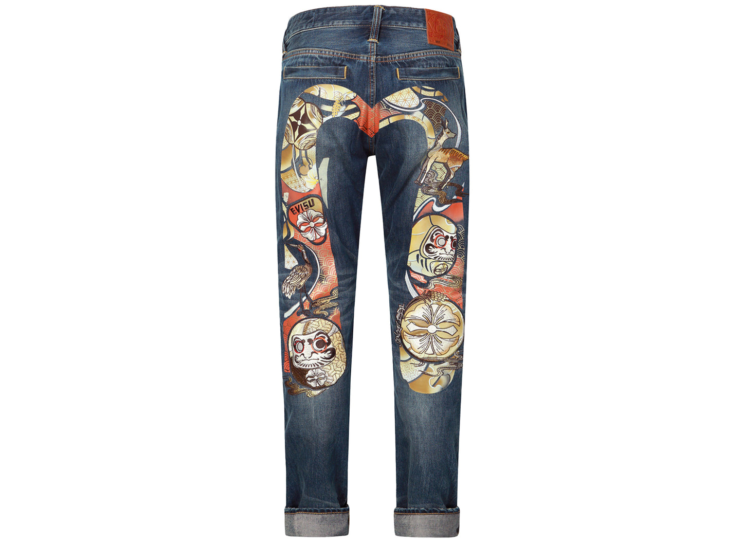 Evisu Hanafuda Daruma Daicock Embroidered Carrot Fit Denim Jeans #2017