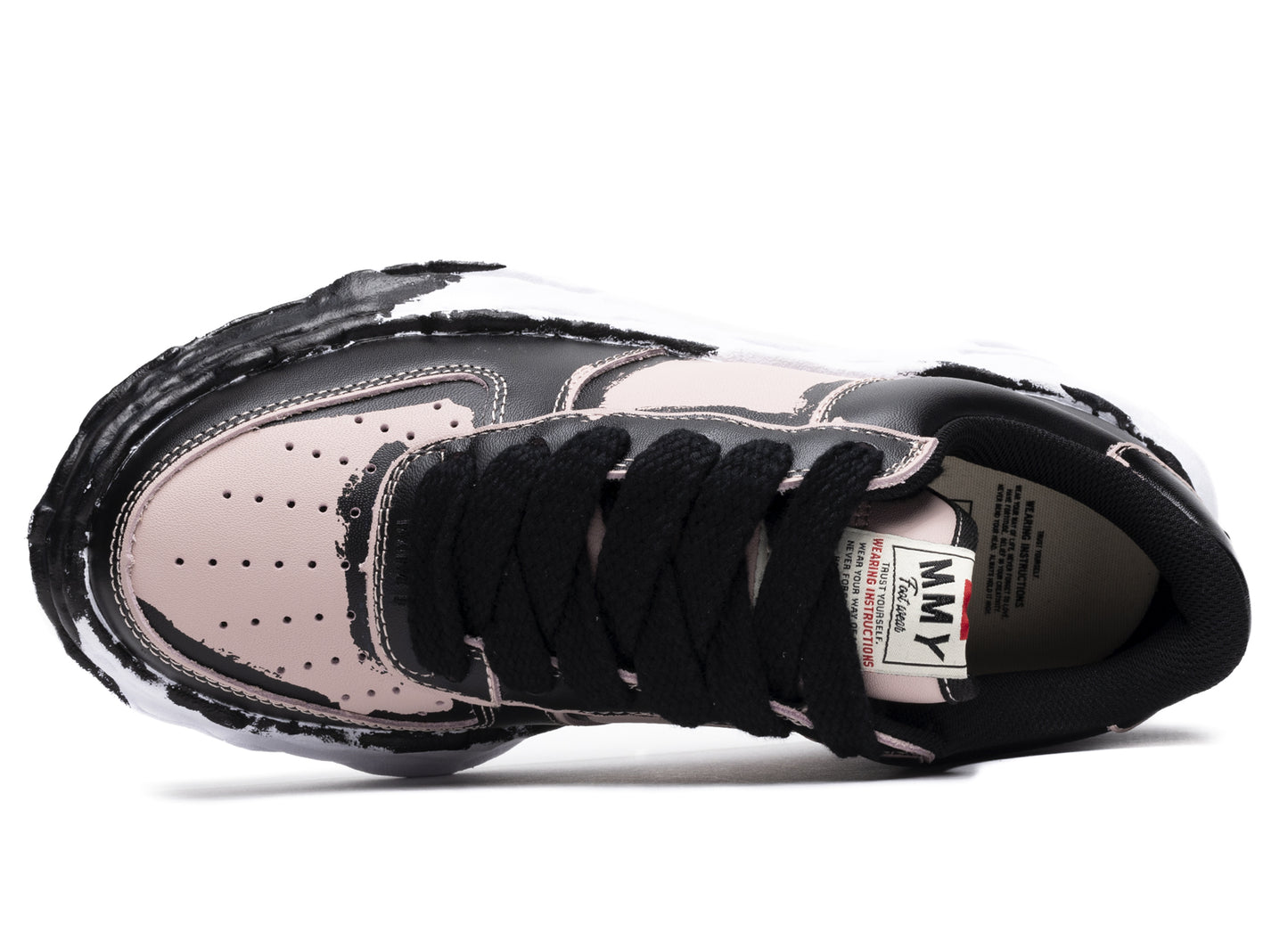 Maison Mihara Yasuhiro Leather Wayne Low en Negro/Rosa