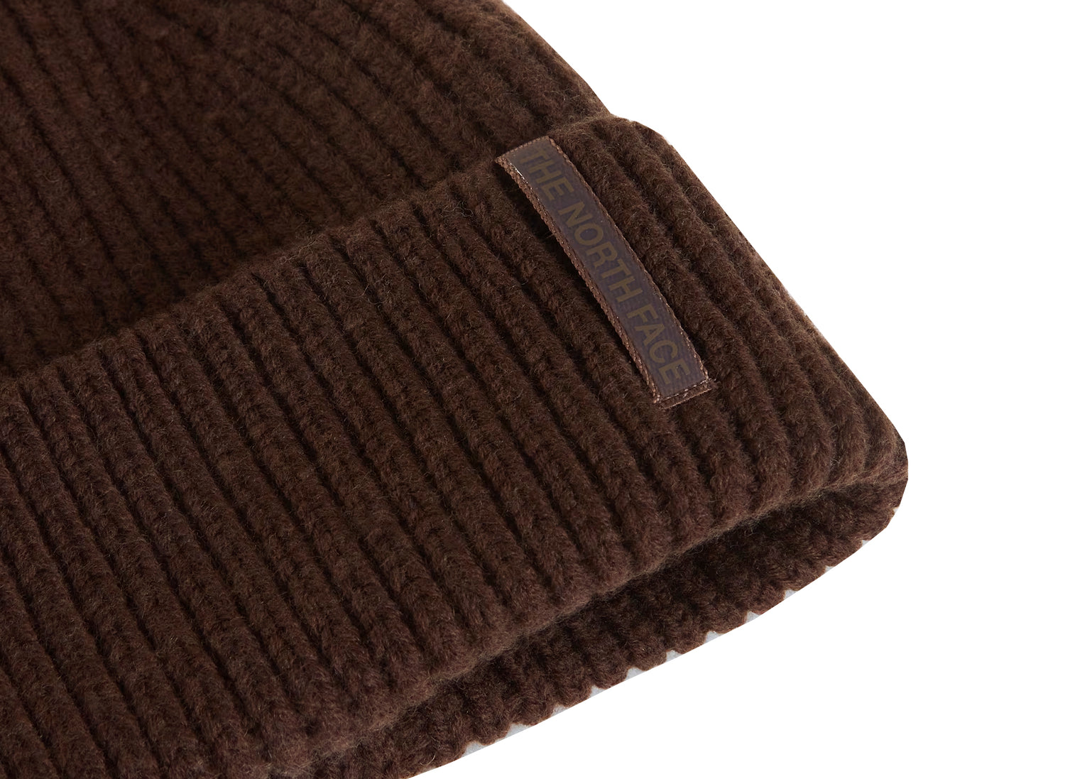 The North Face Wool Blend Beanie in Dark Chestnut, unisex knit beanie, view 2