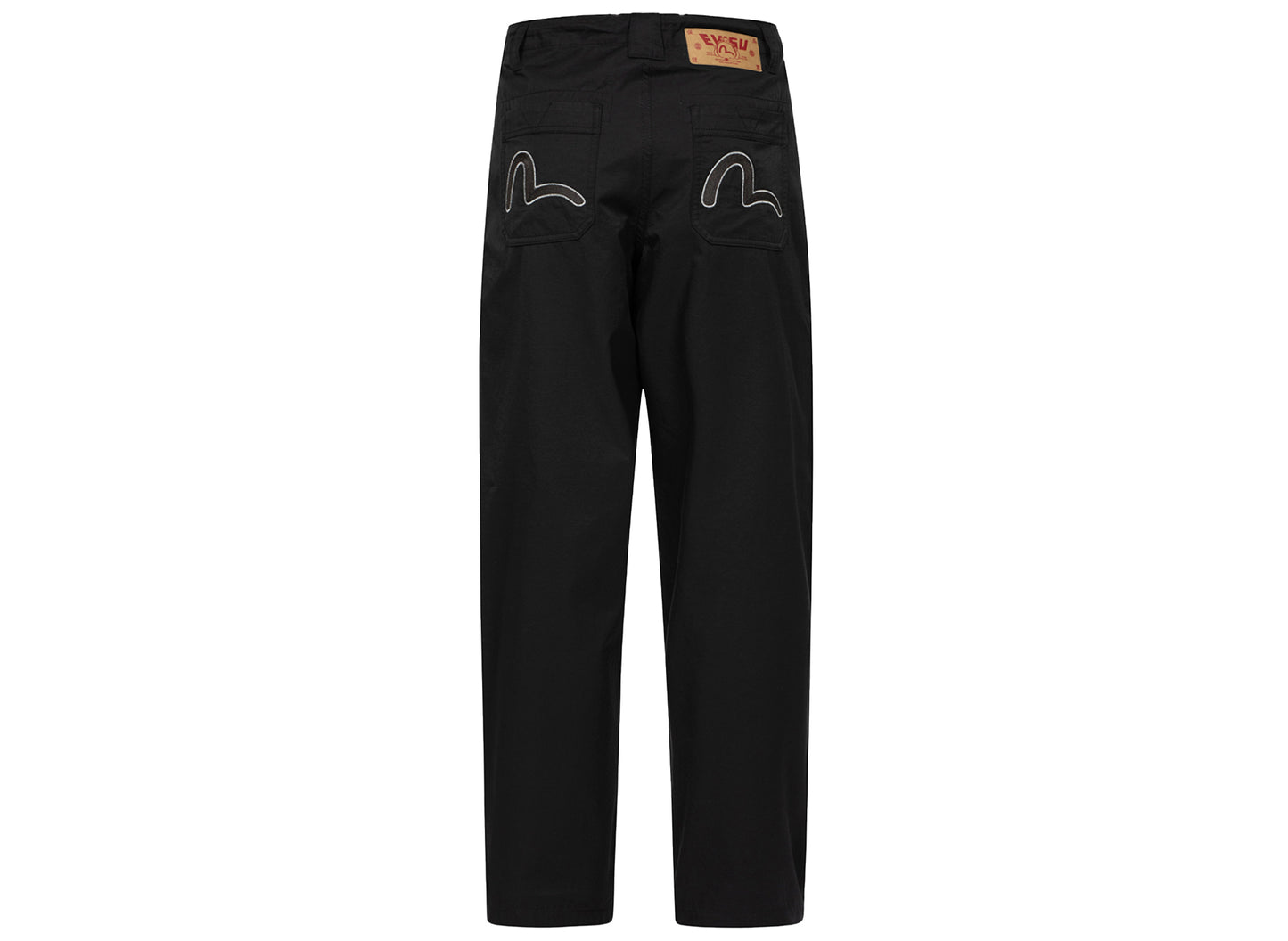Pantalones Anchos Evisu con Bordado de Gaviota en Negro