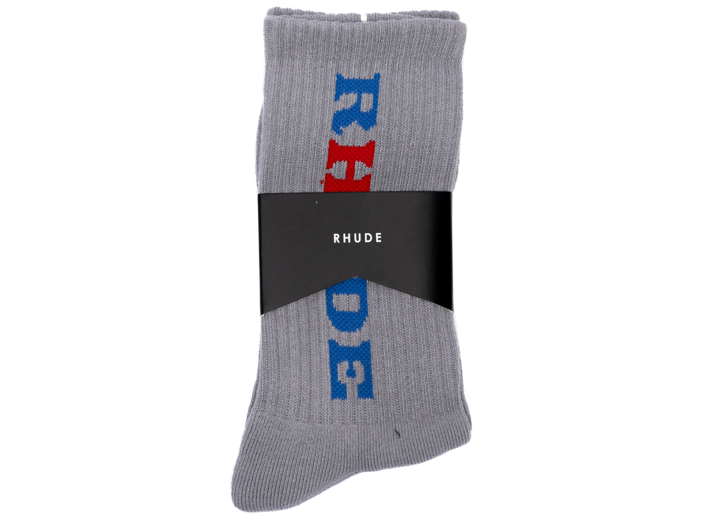 Rhude Petrol Logo Sock in Grey / Blue / Red