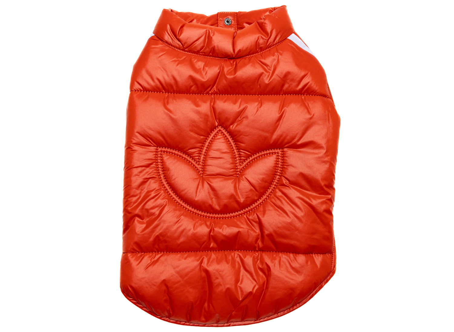 adidas Pet Padded Vest in Preloved Red / White, logo view