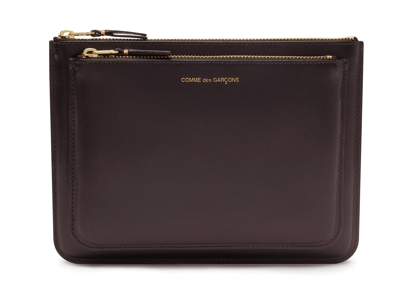 Bolsa de mano con cremallera y bolsillo exterior Comme des Garçons en marrón