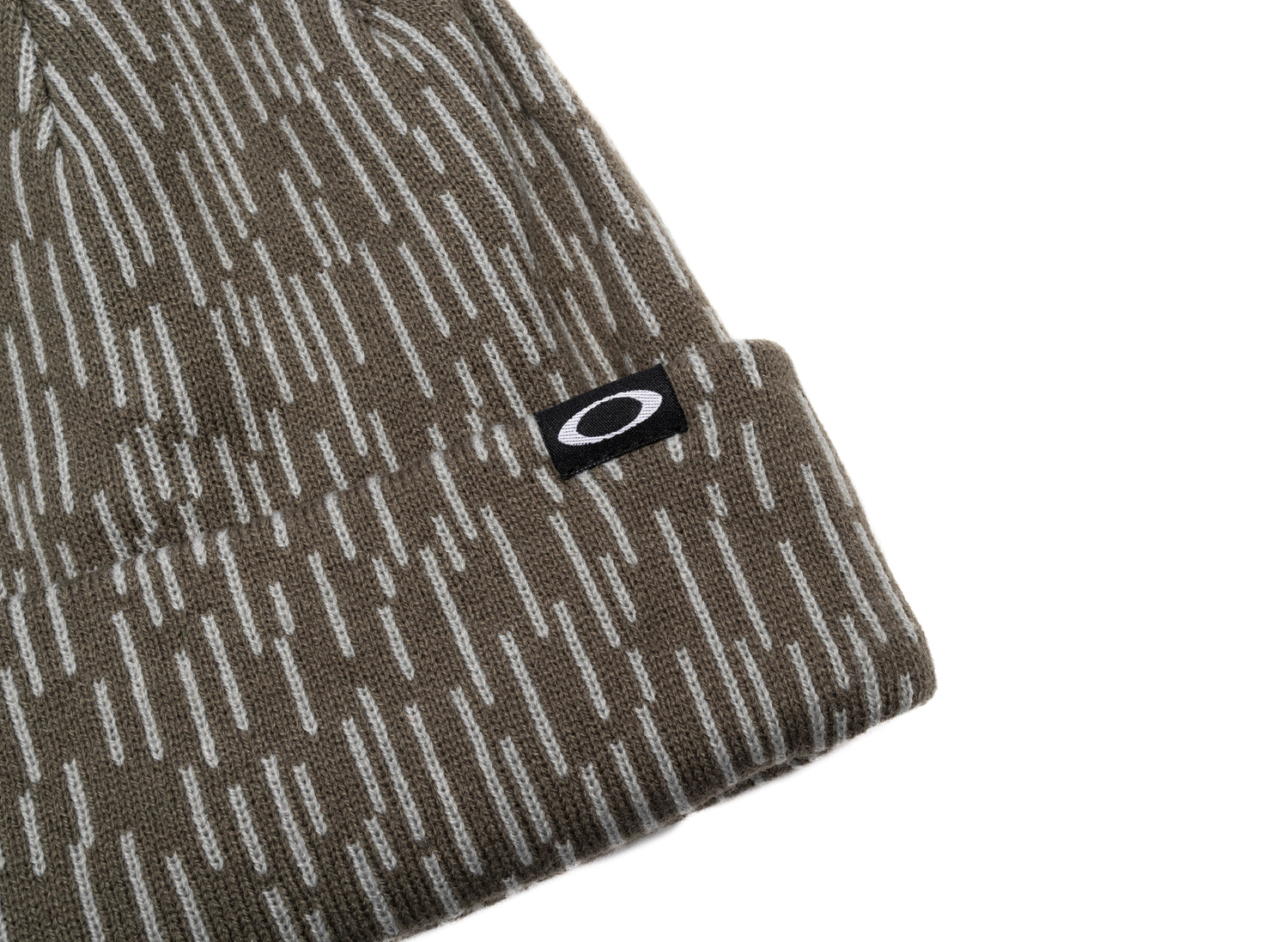 Oakley Fleece-Lined Graphic Beanie in Rain Camo Olive, men's knit beanie, view 2