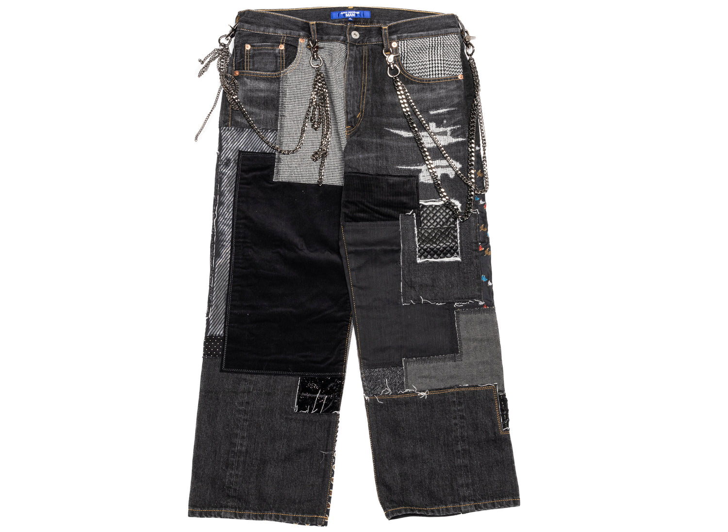 Junya Watanabe MAN Cotton Pants in Black Mix, men's cotton trousers