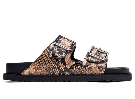 Birkenstock Arizona Forrado 1774 en Piel de Serpiente Marrón Natural