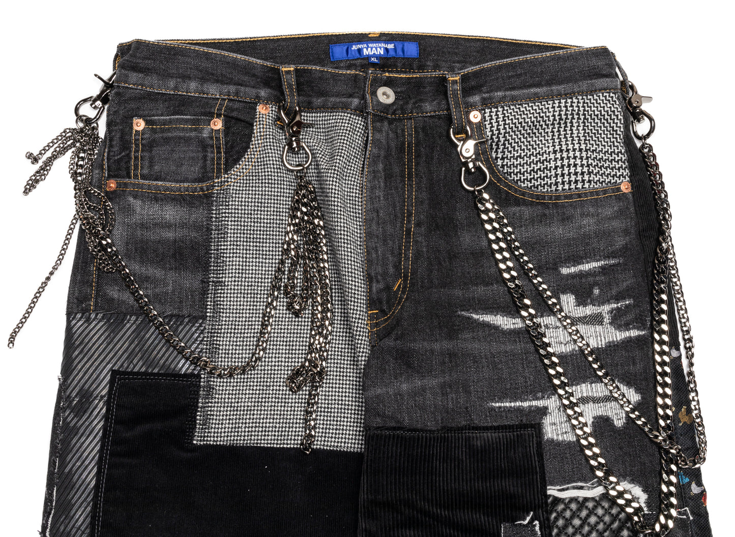 Junya Watanabe MAN Cotton Pants in Black Mix, men's cotton trousers, view 2