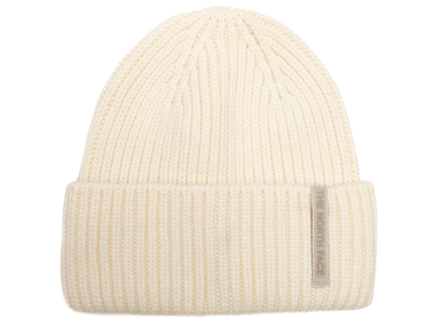 The North Face Wool Blend Beanie in White Dune, unisex knit beanie