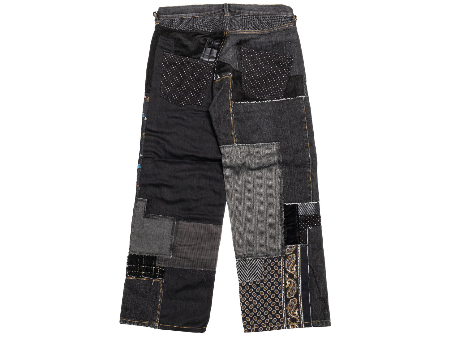 Junya Watanabe MAN Cotton Pants in Black Mix, men's cotton trousers, view 3
