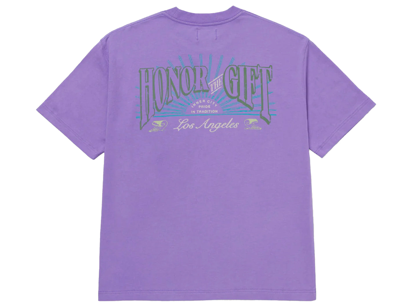 Camiseta con etiqueta de puro Honor the Gift en morado