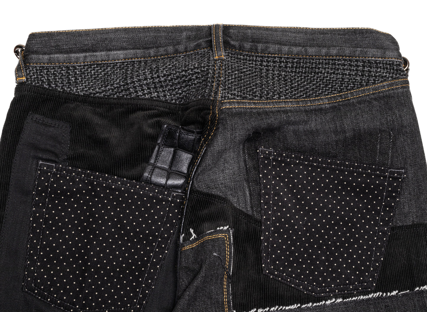 Junya Watanabe MAN Cotton Pants in Black Mix, men's cotton trousers, view 4