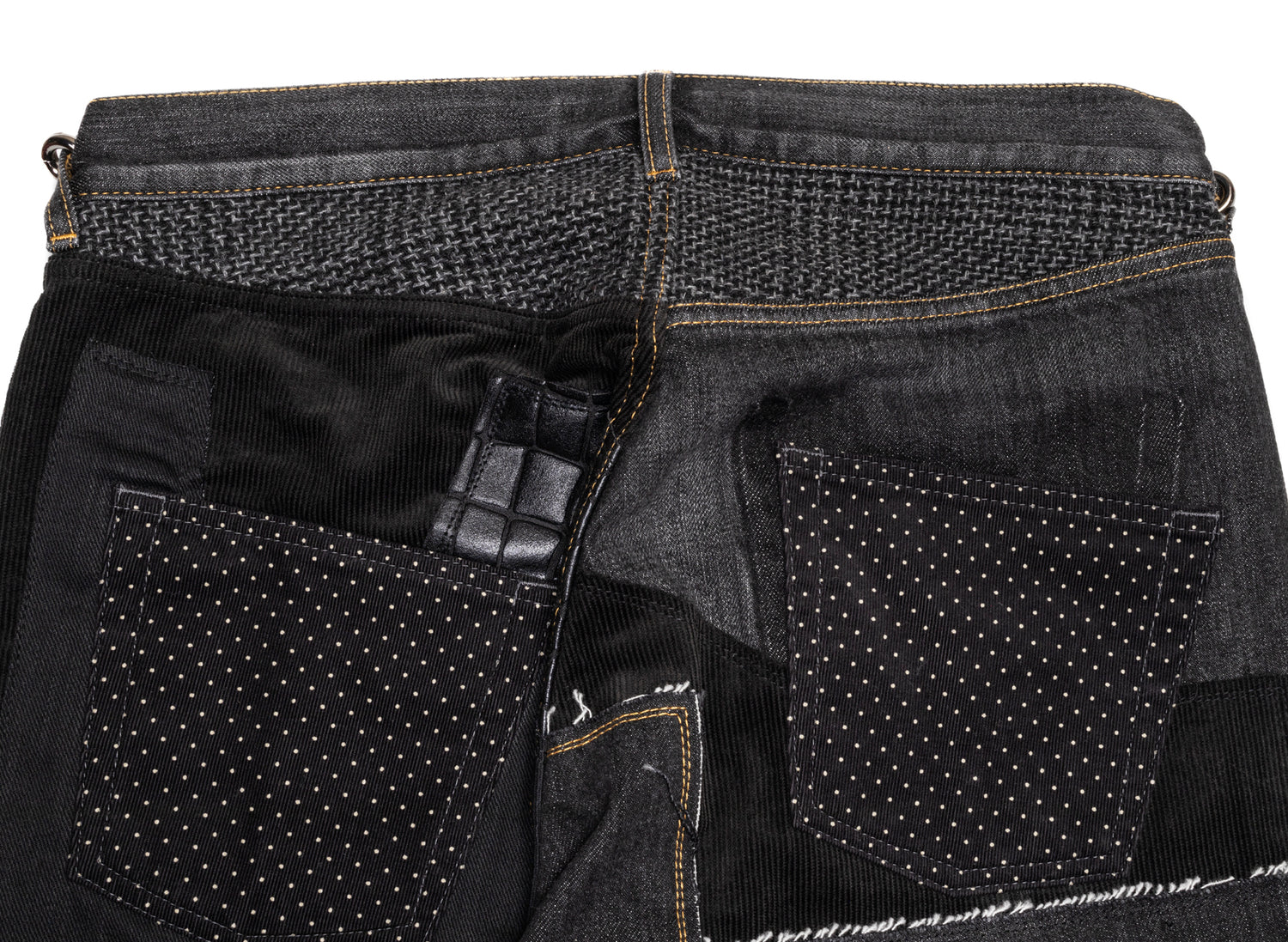 Junya Watanabe MAN Cotton Pants in Black Mix, men's cotton trousers, view 4