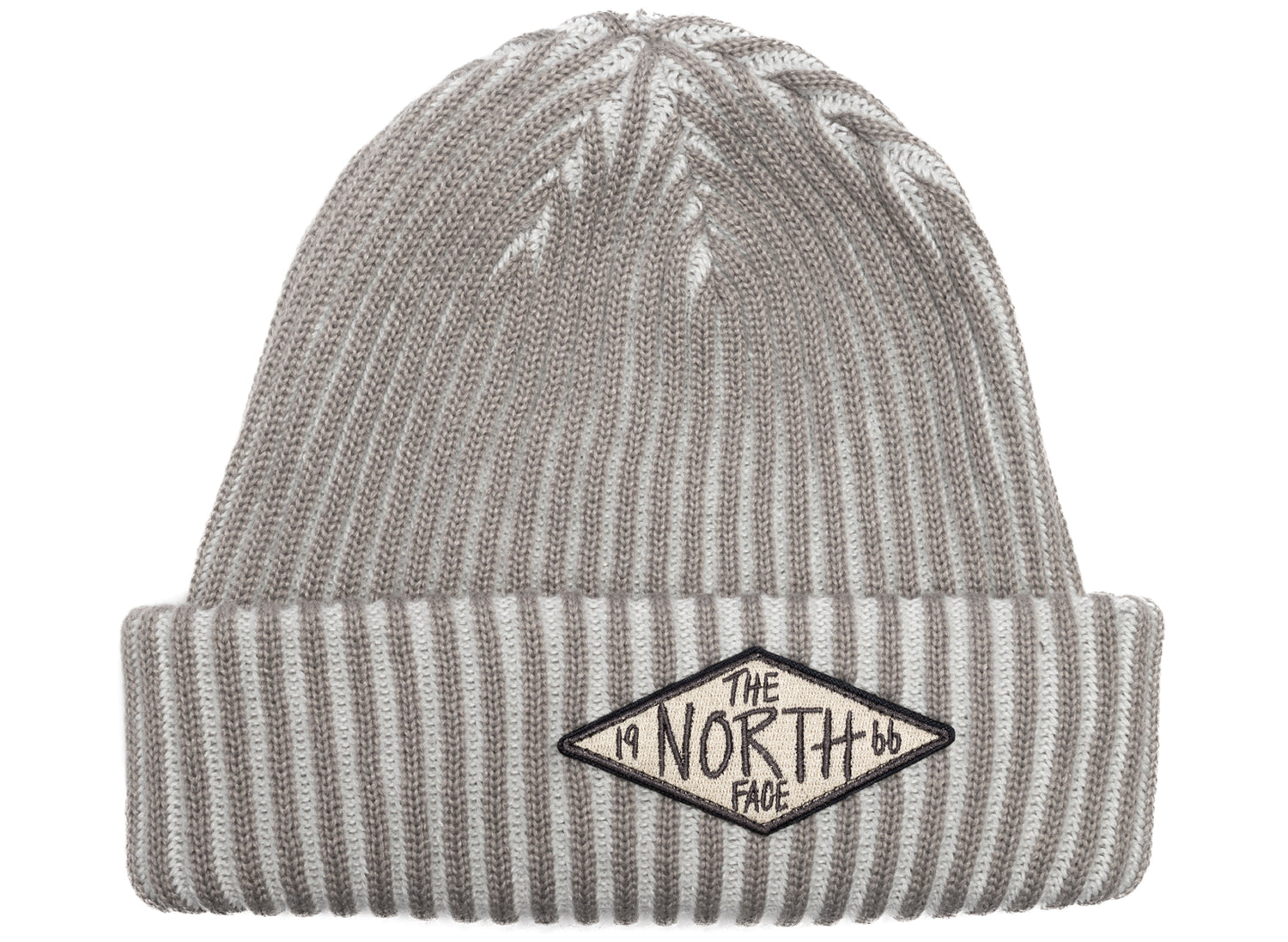 The North Face Salty Lined SE Beanie in Stone Slab and TNF 66, unisex beanie