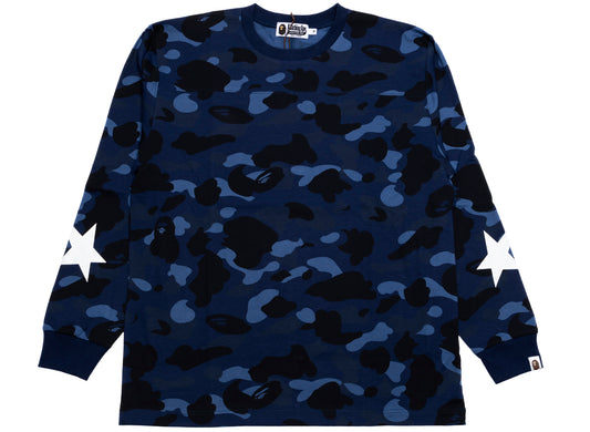 Camiseta de manga larga A Bathing Ape Color Camo en azul marino