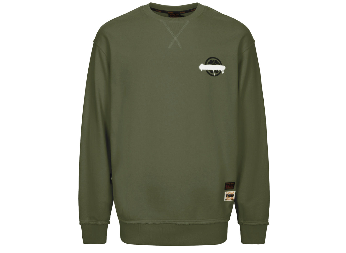 Evisu Graffiti Daicock & Kamon Print Relaxed Fit Rundhals-Sweatshirt in Grün