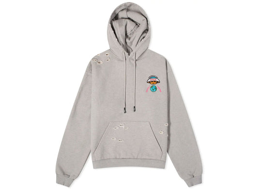 Members Of The Rage Distressed Small Logo Hoodie in Grau