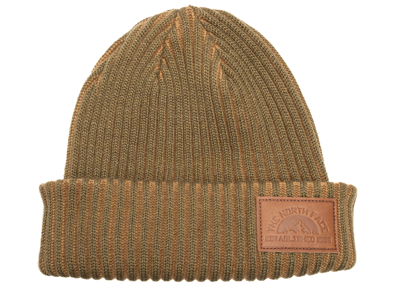 The North Face Salty Lined SE Beanie in Caraway Seed and Leather Brown, unisex beanie