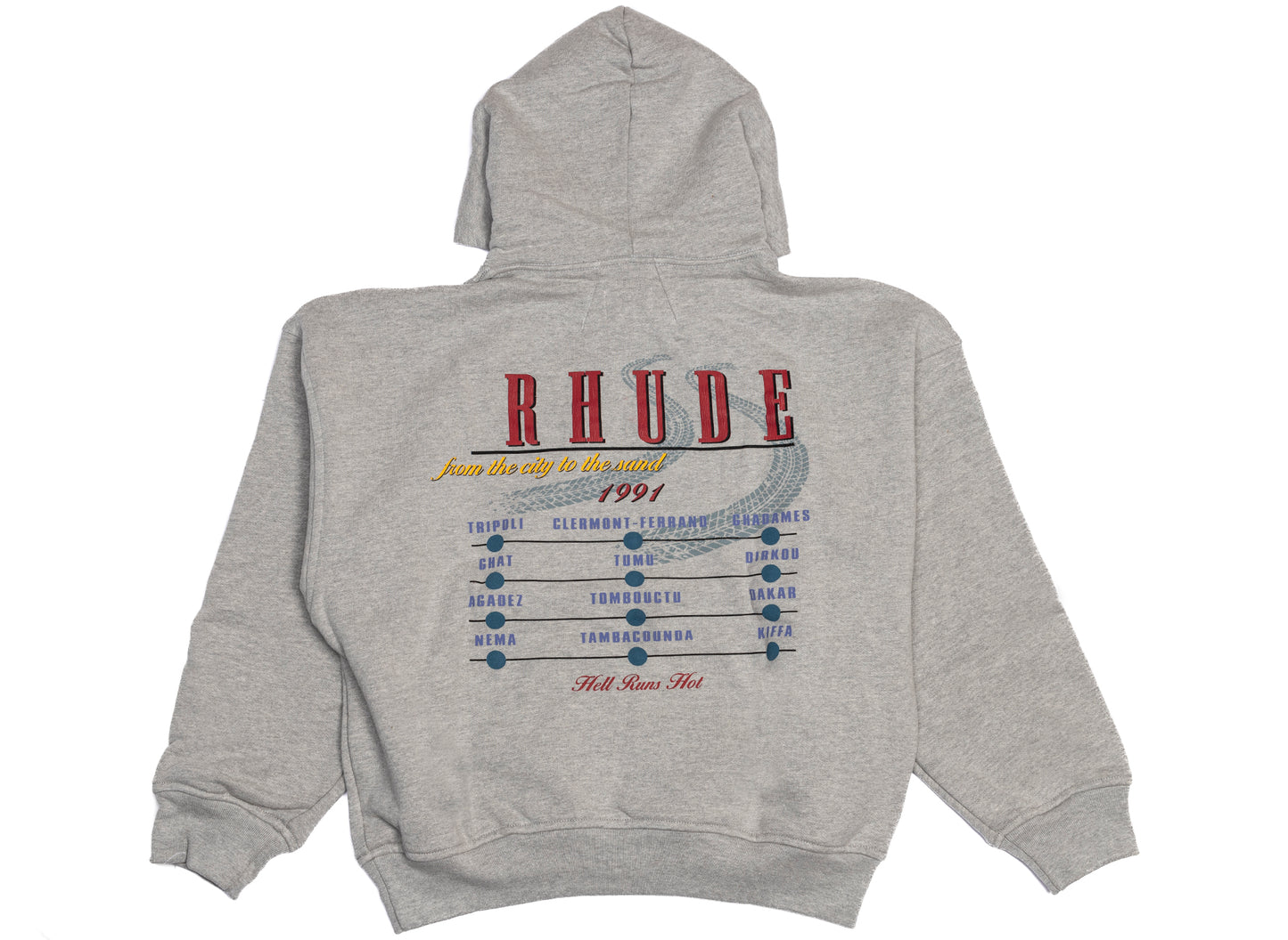 Rhude The Desert Decides Hoodie in Heather Grey / Red / Multi